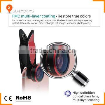 3 in 1 Clip-On Fish Eye Wide Angle, Phone Zoom Lens , Macro Smartphone Lens