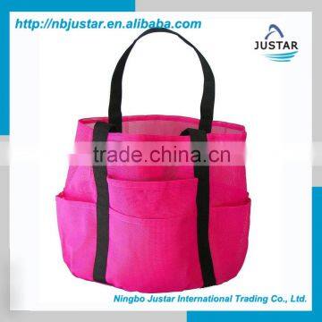 Storage Type, Wholesale Cheap Tote Bag Style Nylon Mesh Bag / Foldable Mesh Beach Towel Bag With Multi Pockets photo-3