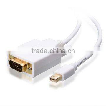 Premium Mini DisplayPort | Thunderbolt to VGA Male to Male Cable in White 15 ft