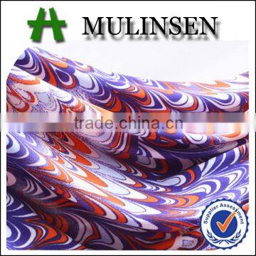 Mulinsen textile manufacturer peacock printed 4 way spandex stretch FDY fabric