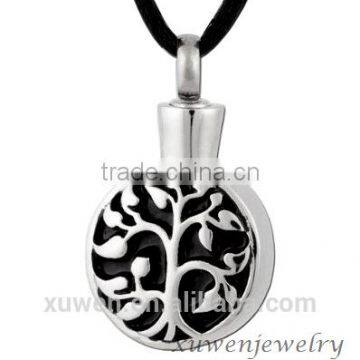 Black Enamel Tree of Life 316l Stainless Steel Cremation Pendant Keepsake Items photo-2