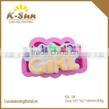 happy birthday to girl letters silicone mold K-sun cake decoraing tools reposteria