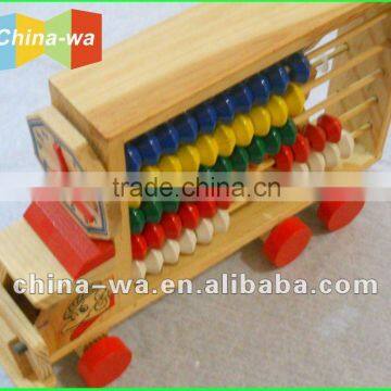 wooden truck abacus with alphabet blocks