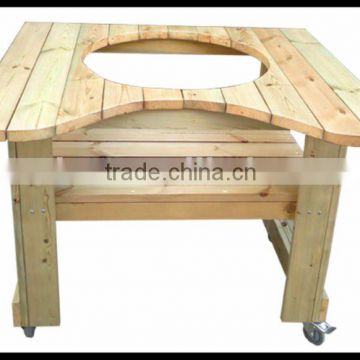 BBQ wooden movable table trolley