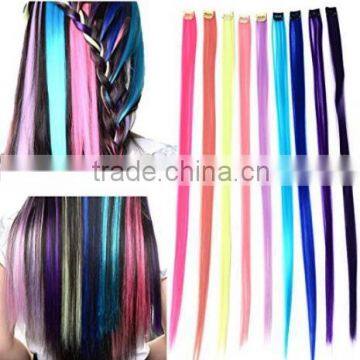 Synthetic Fibre Rainbow Color Clip In Hair Extensions