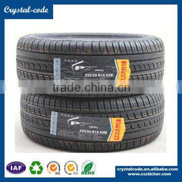 PET self adhesive tyre label sticker