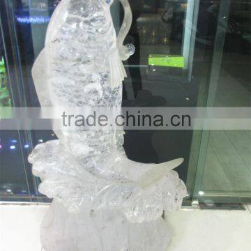 Animal design fish shaped transparent crystal fish crystal carving fish