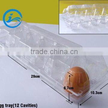 Plastic egg tray with 12 cavities