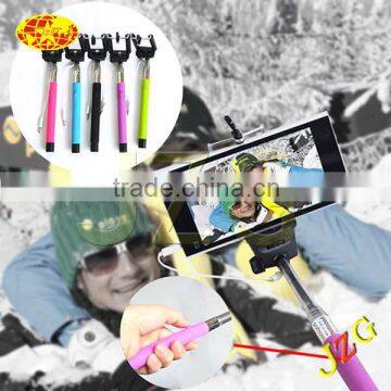 2015 hot products factory wholesale selfie stick for mobile phone camera extendable colorful selfie stick with cable