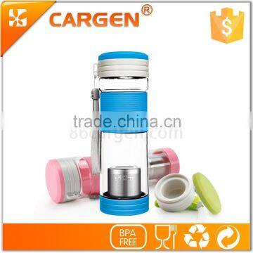 Silicone Sleeve Plastic Sport Tea Strainer Water Bottle photo-6