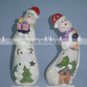 ceramic snowman lantern for Christmas