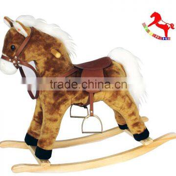 Wholesale high quality china baby plush rocking horse with baby bear