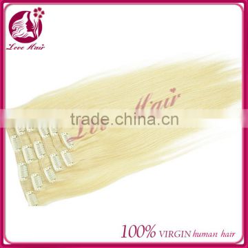 Top quality straight blonde double drawn clip in hair extensions for white women