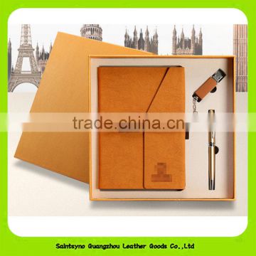 16023 Promotion Cowhide Top Grain wholesale leather gift set for Christmas gift