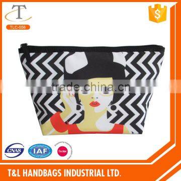 Printed microfiber polyester cosmetic bag