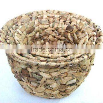 Round Natural Hyacinth Wine Basket Set of three