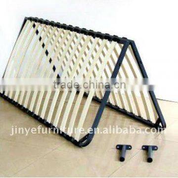 Reinforced steel bedstead with wooden slats