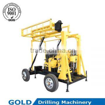 Hydraulic cylinder controled drill mast trailer drilling rig