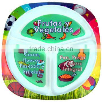 NUTRITION 3 DIVITION MELAMINE PLATE