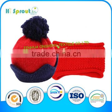 Wholesale cute baby Knitted Cap and Scarf Set for winter