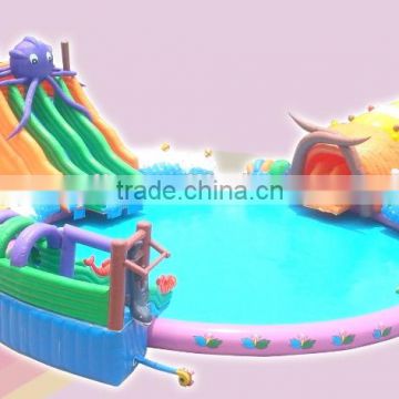 2014 new design big inflatable water park slides with pool for sale