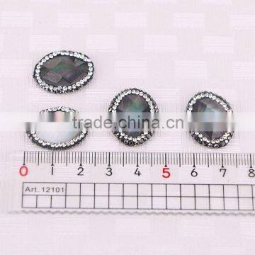 Natural Rainbow Shell Connector Spacer Beads Crystal Paved Oval Shape Gem Jewelry Shell Beads photo-2