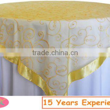 Factory export table overlay for wedding/organza embroidered wedding table overlay