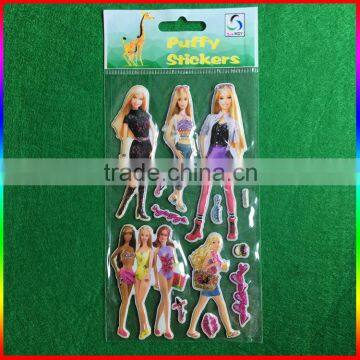 fashion girl design 3D puffy sticker