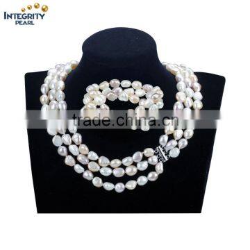 2016 girls love fashion 9mm baroque mixed colour natural pearl jewelry set