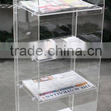 Acrylic Newspaper Rack with Wheel (OS-F-097)