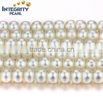 8mm button shape loose pearl string aaa freshwater pearl strand