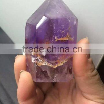 Wholesale nature amethyst crystal point/wand for fengshui or energy