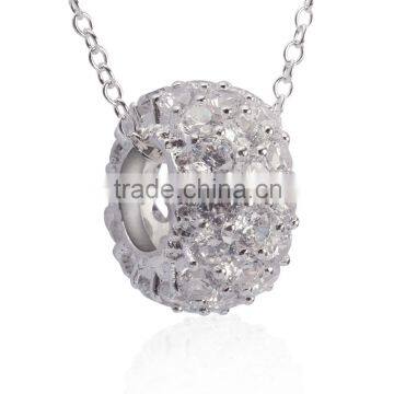 Hot Selling 925 sterling silver plated round charm necklace thin chain best gift for wedding anniversary