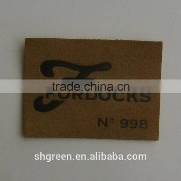 Brown garment microfibre label patch