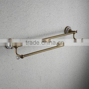 2016 New Design Bathroom Brass ,ceramic Double Towel Bar/ Towel Rod / Towel Rail Accessories With Crystal Hook photo-2