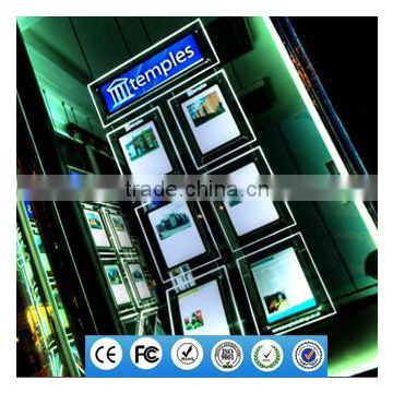 2016 new real estate window advertising hang magnetic led light pocket folder