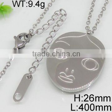 Fashionable a lady face silver color necklace