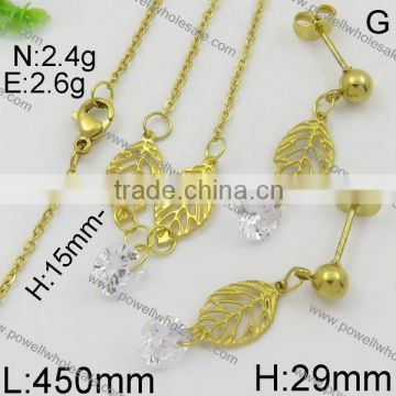 Wholesale price fashion 24k gold leaf jewelry set