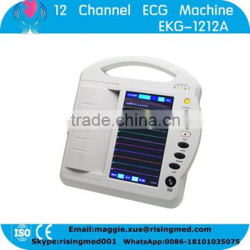 Standard 10 leads patient cable Digital 12 Channel Electrocardiograph ECG Machine EKG-1212A touch screen