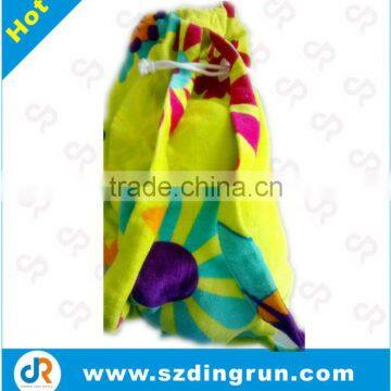 100% cotton bright colour reactive printed velour beach towel bags