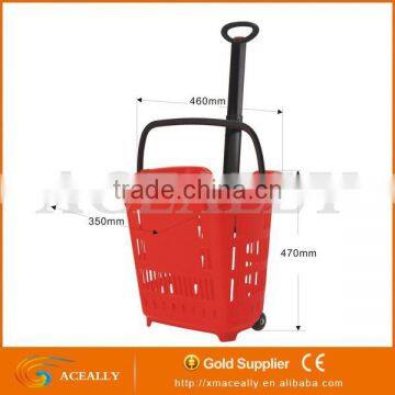 45L Rolling Plastic Shopping Baskets