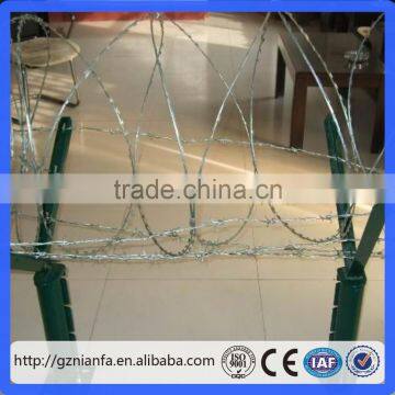 high tensile galvanized sharp razor barbed wire/concertina razor barbed wire for fence