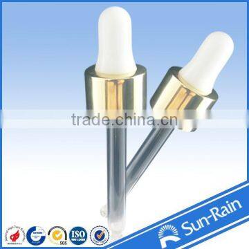 glass dropper with aluminum closure and rubber cap