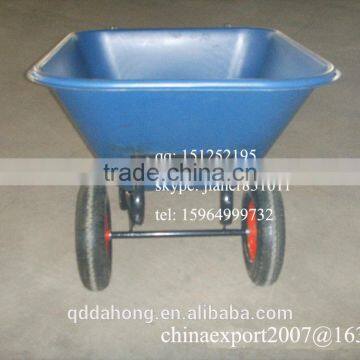 140L Double Wheels Heavy Duty Plastic Wheelbarrow for Construction and Garden Use photo-2