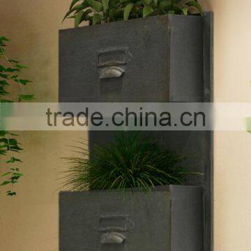 Country Design Grey Finish Verticle Wall Planter Antique photo-2