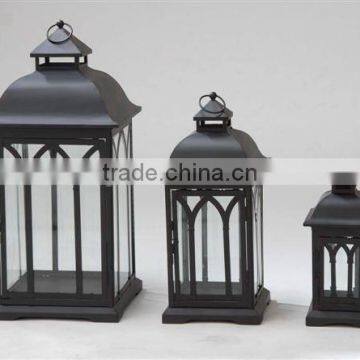 set of 3 Classic black storm lantern,candle lantern ,garden lantern