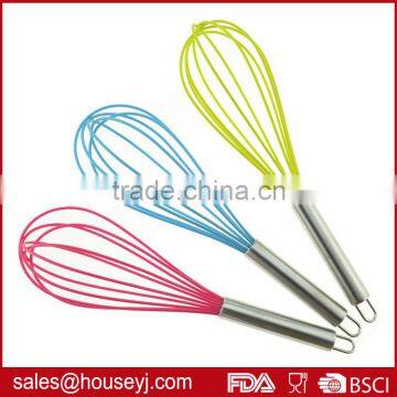 5 wires 12 inch silicone egg whisk manual silicone egg beater with s/s handle