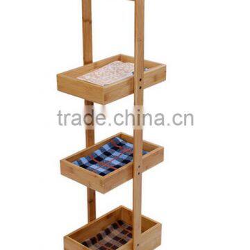 3-Tier Corner Bamboo Bathroom Storage Shelf photo-3