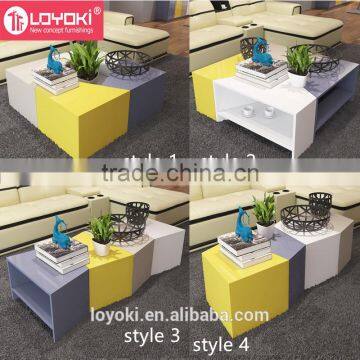 New Design Set of 4 Coffee Table Mdf Wood Sofa Side Table With Glossy Finished 4 Colors Free Combination Side Table photo-5