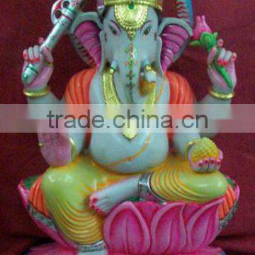 Lord Ganesha From White Marble , Ganesh Statue, Marble Ganesh Murti